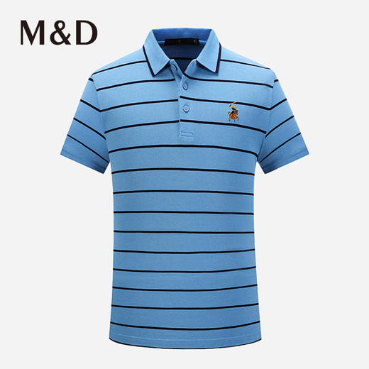 MD名盾黑科技NH3液氨纯棉条纹短袖商务休闲男士夏季Polo衫T恤 商品图0