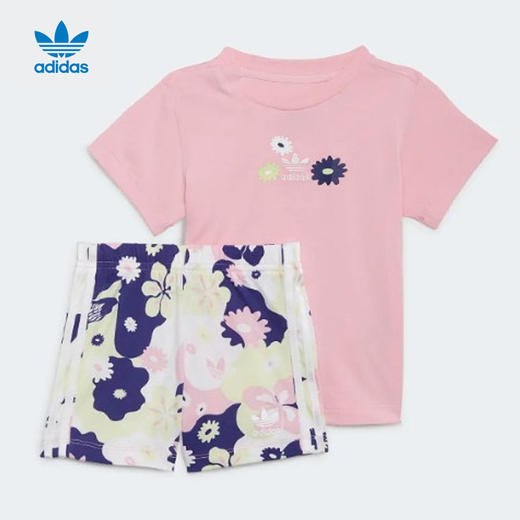小阿迪女童宝宝套装夏新款三叶草花卉夏装短袖两件套HC1949 商品图0