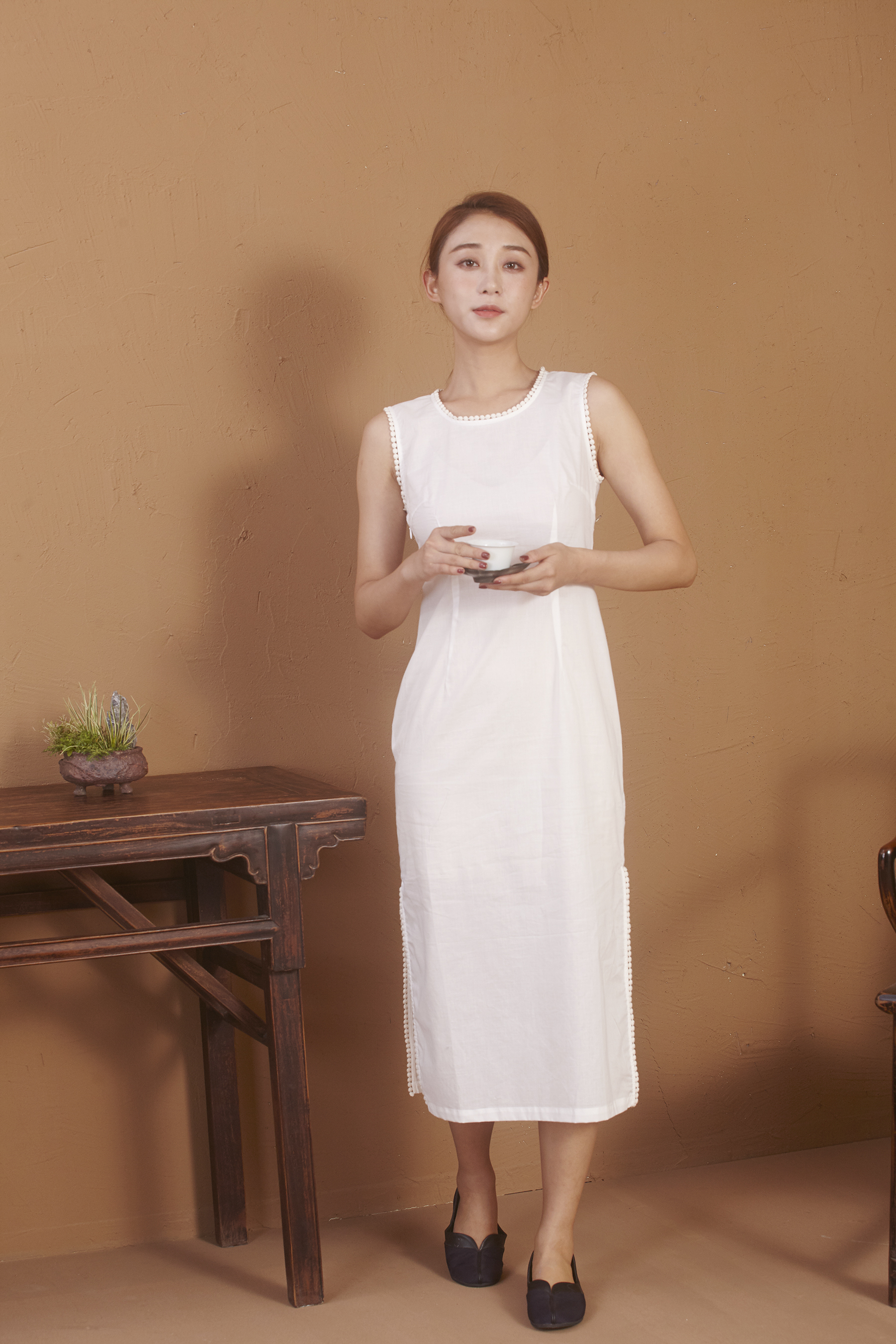 【漫物记】纯棉蕾丝边背心裙旗袍内搭