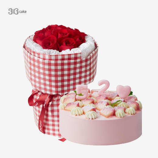 蜜桃乌龙奶油蛋糕+无畏专款鲜花~ 商品图0