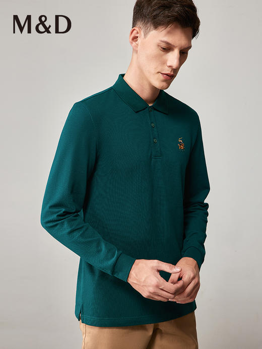 【纯棉】MD名盾男士长袖polo衫多色秋冬商务打底休闲翻领t恤11S99 商品图1