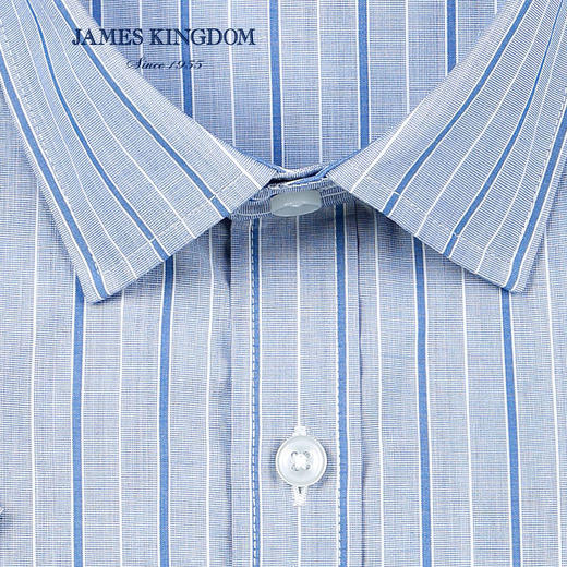 【竹纤维混纺易打理  1件/99 2件/180 3件/258】夏季薄款透气男士条纹短袖衬衫 商品图3