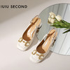 IUIU SECOND 春夏法式方头粗跟马衔扣后空凉鞋高跟鞋U21AH15371 商品缩略图1
