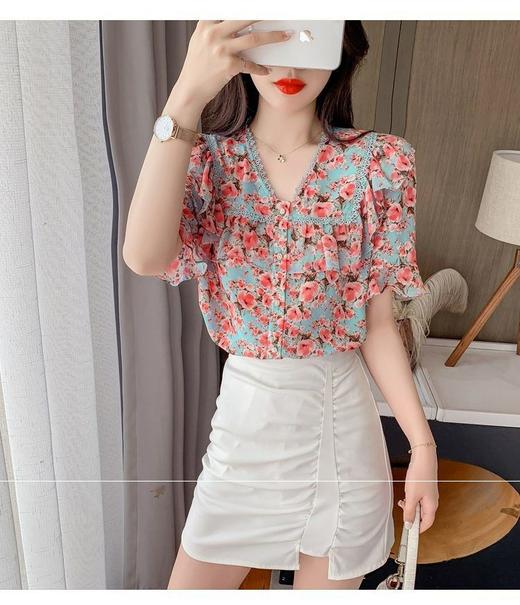 女碎花反领上衣6687 商品图3