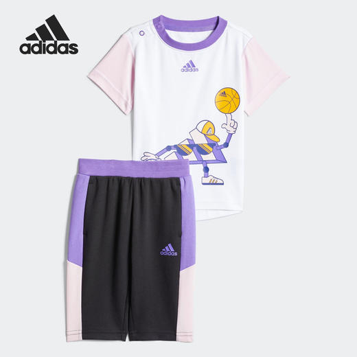 小阿迪女童宝宝套装夏季婴儿拼色夏装运动短袖两件套HD7545 商品图0
