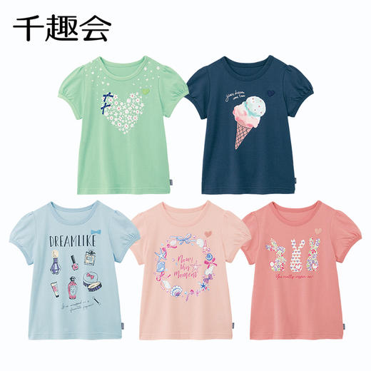 【短袖T恤】千趣会童装夏季新款女宝宝卡通印花泡泡袖洋气棉质短袖T恤 商品图2