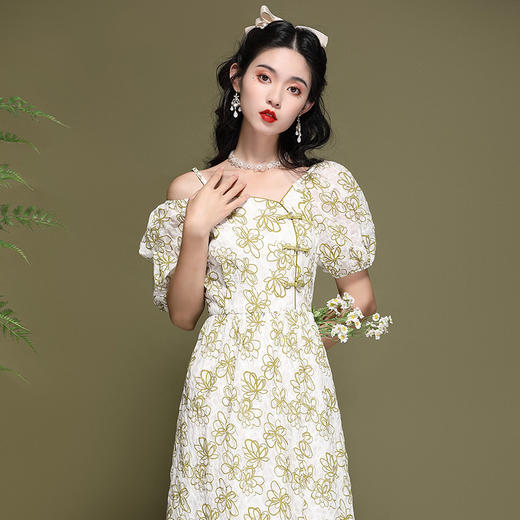 新式改良年轻款少女旗袍裙，纯棉印花时尚连衣裙OY-220191 商品图2