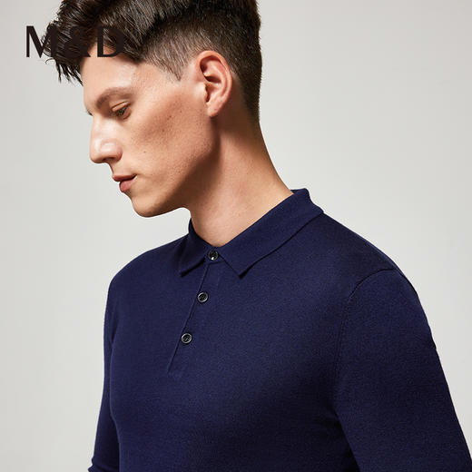 MD名盾羊毛衫桑蚕丝秋冬打底保暖POLO衫男士翻领长袖t恤08T99 商品图2
