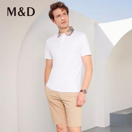 MD名盾黑科技冰氧酷格纹翻领短袖合身商务男装Polo衫夏季T恤 商品图1
