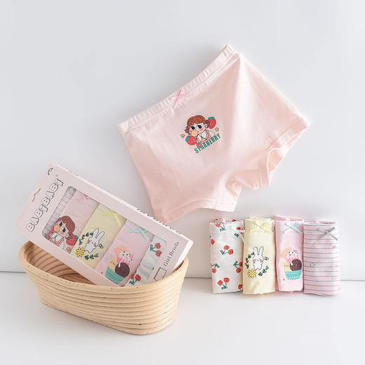 黛唯梵五条盒装儿童内裤95棉男女童平角裤卡通韩版平角内裤 商品图2