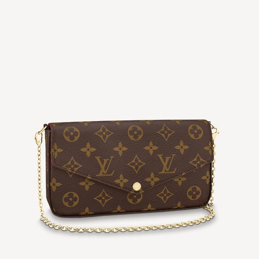 LOUIS VUITTON 路易·威登 经典老花配色帆布牛皮POCHETTE FÉLICIE 链条包 M61276 商品图0