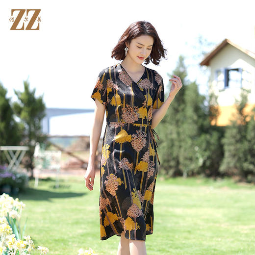 佐尔美夏季新款 桑蚕丝真丝提花缎连衣裙女E12LS75 商品图1