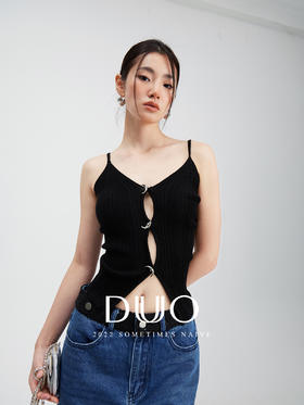 沉静如海别致月亮修身性感针织背心和开衫