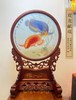 花梨木镶珐琅彩瓷板画小座屏“双龙献瑞” 商品缩略图0