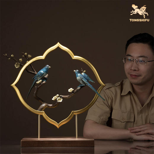 铜师傅 全铜摆件《双喜临门》 铜工艺品 家居饰品 喜鹊 客厅摆件 商品图4
