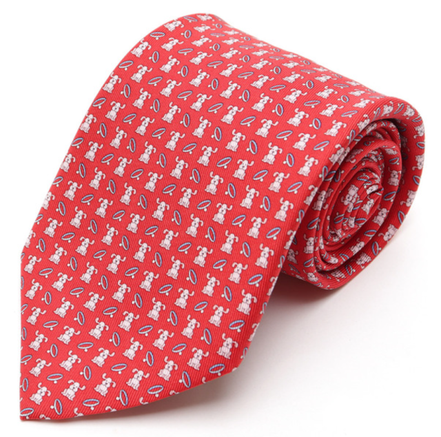 Ferragamo/菲拉格慕 蚕丝领带 Silk Printed Tie -Red 740399JPY带授权招加盟代理