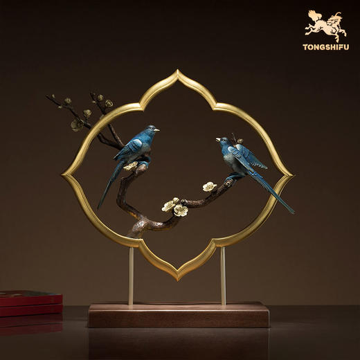 铜师傅 全铜摆件《双喜临门》 铜工艺品 家居饰品 喜鹊 客厅摆件 商品图0