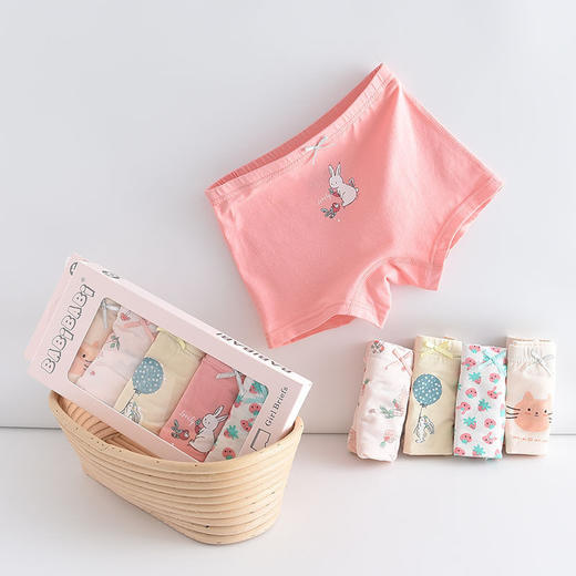 黛唯梵五条盒装儿童内裤95棉男女童平角裤卡通韩版平角内裤 商品图3