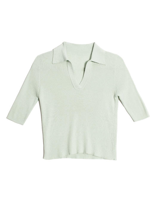 女士新款丝羊绒16针螺纹polo领短套头衫 商品图4