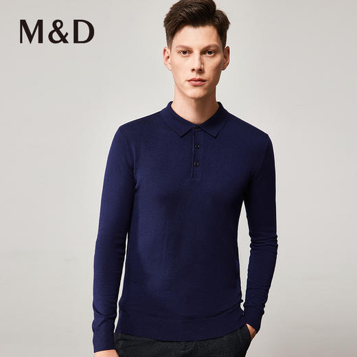 MD名盾羊毛衫桑蚕丝秋冬打底保暖POLO衫男士翻领长袖t恤08T99 商品图1