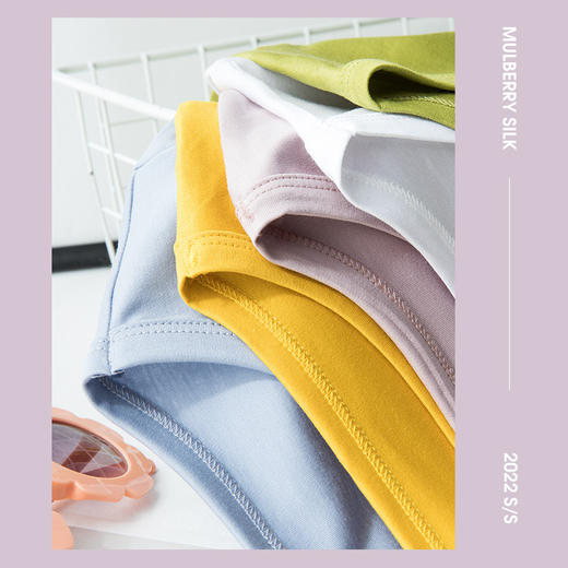 【桑蚕丝面料，凉感免烫】亲子装高支高密的桑蚕丝丝光棉T恤，丝光棉+桑蚕丝+莫代尔面料更加稳定，工艺更加出色 商品图7