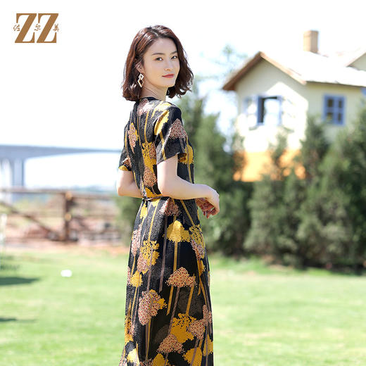 佐尔美夏季新款 桑蚕丝真丝提花缎连衣裙女E12LS75 商品图4