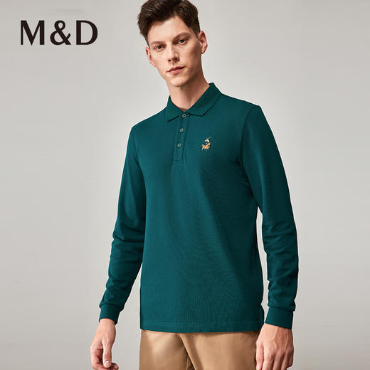 【纯棉】MD名盾男士长袖polo衫多色秋冬商务打底休闲翻领t恤11S99 商品图2