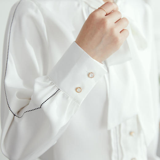 【高定款】罗蒙女士衬衫精致明线撞色洋气休闲商务百搭长袖衬衣女 商品图6