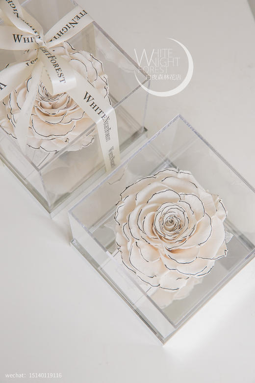 香奈儿风白色巨型永生玫瑰礼盒 商品图4