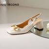 IUIU SECOND 春夏法式方头粗跟马衔扣后空凉鞋高跟鞋U21AH15371 商品缩略图2