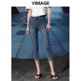 VIMAGE/纬漫纪夏季新款时尚通勤休闲显瘦百搭牛仔裤VB2205906