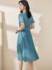 剩M/L/XL/XXL 米思阳2025夏季新款优雅气质淑女短袖连衣裙纯色百褶大摆裙1551 商品缩略图2