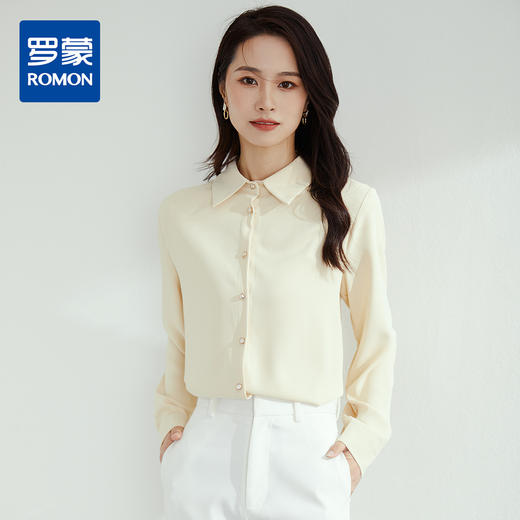 【高定款】罗蒙女士衬衫抗皱垂顺舒适透气休闲百搭商务通勤长袖衬衣 商品图2