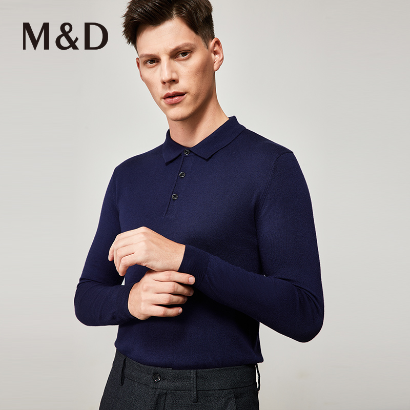 MD名盾羊毛衫桑蚕丝秋冬打底保暖POLO衫男士翻领长袖t恤08T99