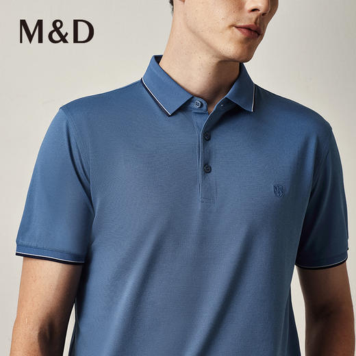 M＆D/名盾男装春夏新款商务风撞色刺绣标翻领短袖POLO衫男士 商品图1