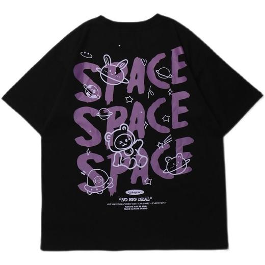 黛唯梵国潮小熊短袖卡通短袖t恤女纯色宽松情侣软妹上衣日系ins潮半袖 商品图4