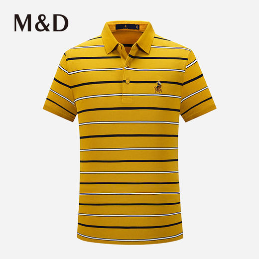 MD名盾黑科技NH3液氨百搭黄色条纹短袖翻领男士纯棉休闲Polo衫 商品图0