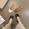 2022年新款夏季包头凉鞋女夏粗跟中跟水钻方头一字带高跟鞋 商品缩略图6