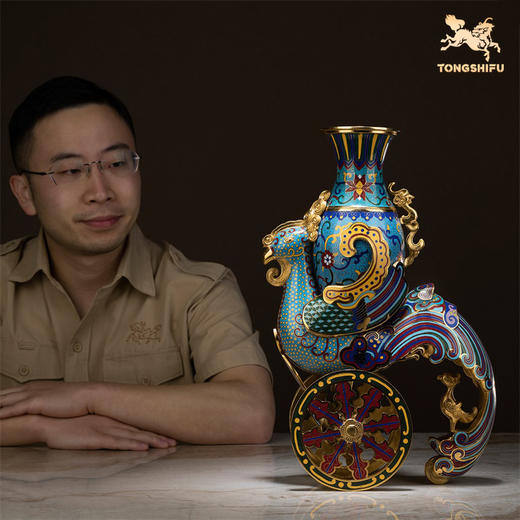 铜师傅 全铜摆件《天鸡尊（景泰蓝）》家居饰品 铜工艺品 摆件 商品图4