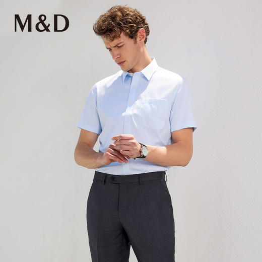 M＆D/名盾DP免烫商务短袖条纹职业衬衫夏季新款男半袖正装衬衣 商品图1