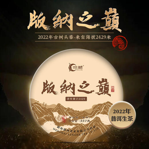 一球2022春茶版纳之巅普古树纯料普洱生茶饼 商品图1