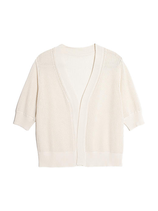 女士新款12针双股网眼丝羊绒7分袖圆领开衫 商品图4