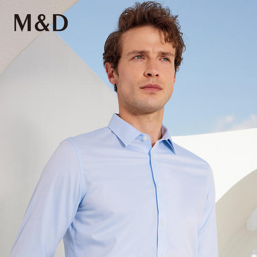 长绒棉蓝色男士DP衬衫商务免烫职业上班名盾夏季修身正装衬衣男 商品图3