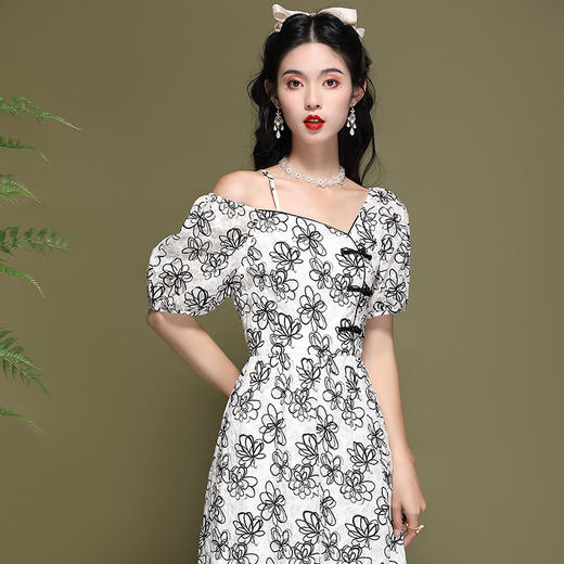 新式改良年轻款少女旗袍裙，纯棉印花时尚连衣裙OY-220191 商品图1