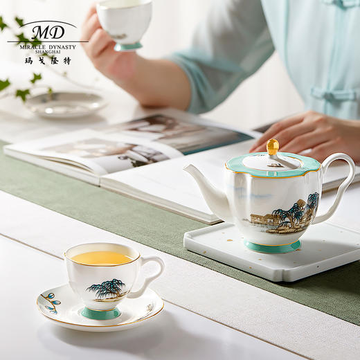 【6F】玛戈隆特 6头2人茶具咖啡具套装骨瓷整套茶咖具 家用下午茶具套装 礼盒礼品包装 西湖盛宴莲蓬 商品图2