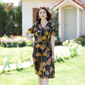 佐尔美夏季新款 桑蚕丝真丝提花缎连衣裙女E12LS75