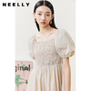NEELLY纳俪商场同款气质方领连衣裙女打缆泡泡袖大摆裙减龄小黑裙N22051Y01131 商品缩略图3