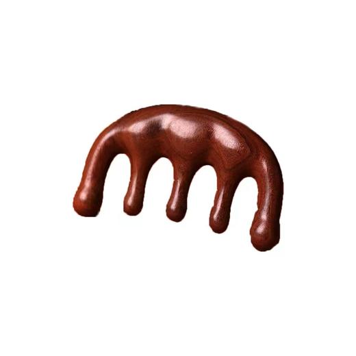 檀木经络按圆而不钝 按摩头皮更舒服摩五齿梳子 商品图2