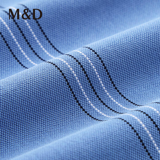 M＆D/名盾桑蚕丝条纹蓝色Polo衫夏季新款男士休闲短袖商务T恤 商品图3