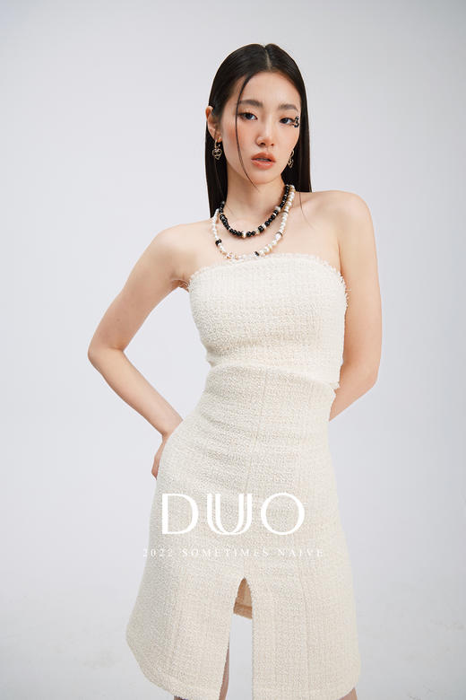 复古度假小香风抹胸和高腰开叉半裙 商品图3